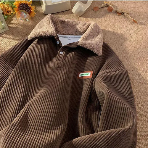 Corduroy Polo Collar Sweater