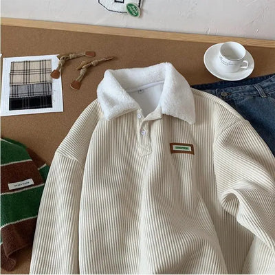 Corduroy Polo Collar Sweater