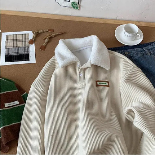 Corduroy Polo Collar Sweater