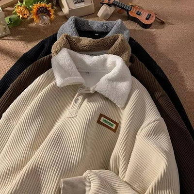 Corduroy Polo Collar Sweater