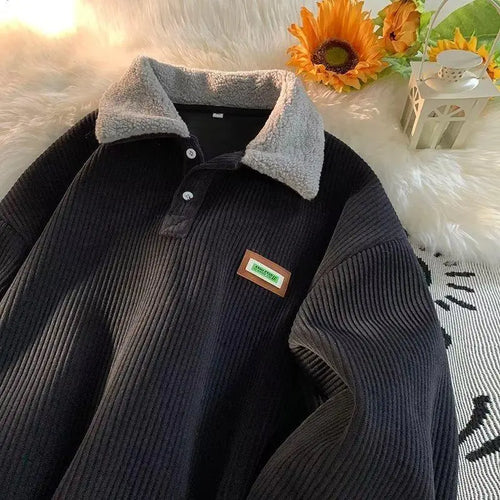 Corduroy Polo Collar Sweater